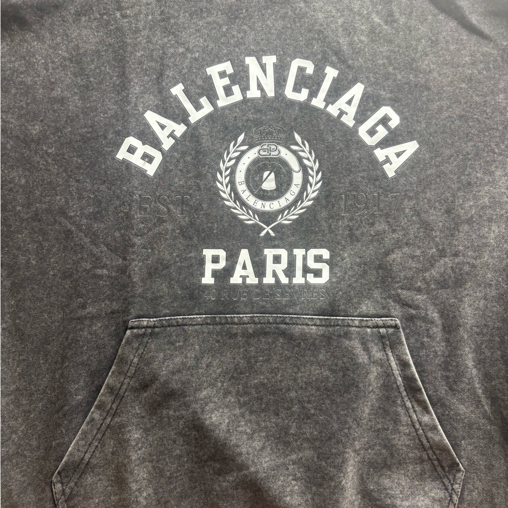 Balenciaga Charcoal Hoodie with White Logo - Picture 2 of 9